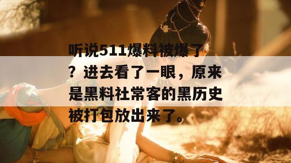 听说511爆料被爆了？进去看了一眼，原来是黑料社常客的黑历史被打包放出来了。